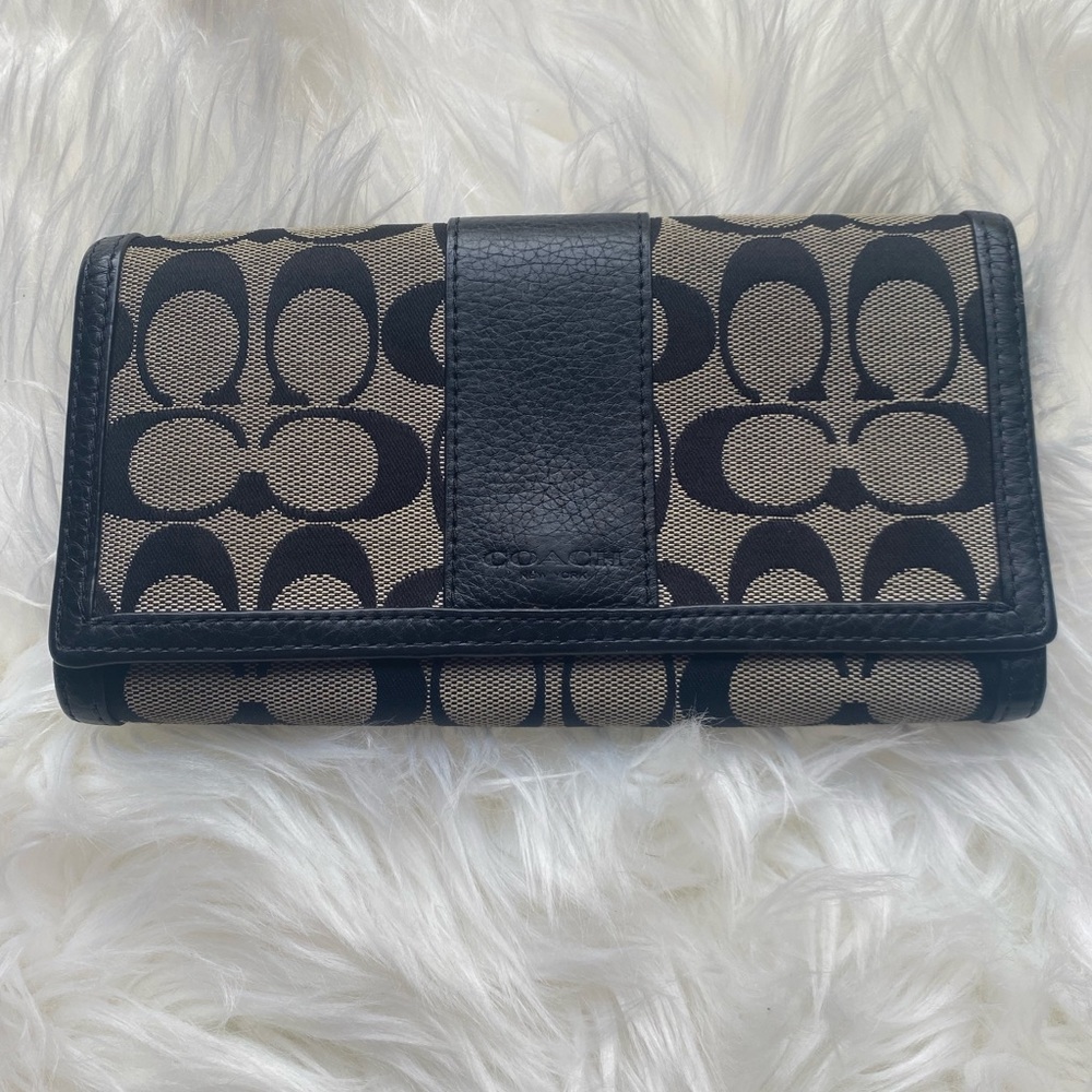 Coach Signature Logo Canvas/Leather Wallet